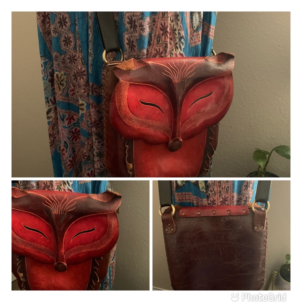 Unique Vintage Leather Fox Purse